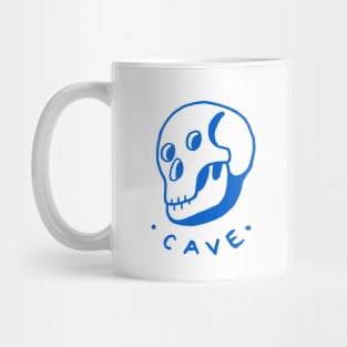 Simple and naive drawing of a skull in blue ink Mug